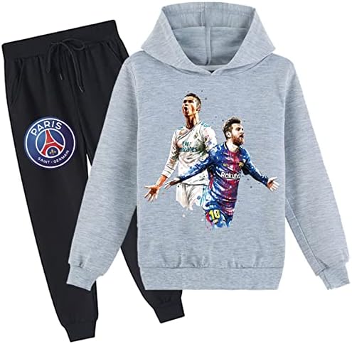 Zapion Çocuklar Cristiano Ronaldo Kazak Hoodies Lionel Messi Tişörtü ve Sweatpants Setleri Rahat Eşofman Erkek Kız