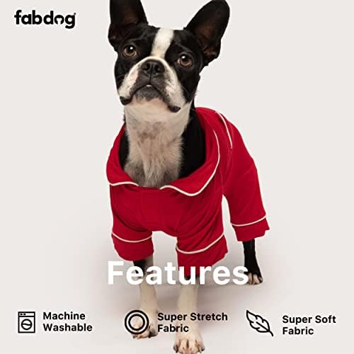 Fabdog Süper Yumuşak 16 Modal Köpek Kırmızı Pijama Orta Eşleşen İnsan Modal Kırmızı Pijama Seti Paketi