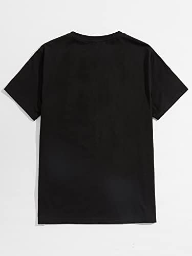 AMYAVA Gömlek Erkekler için erkek Gömlek Üstleri Erkekler Mektup grafikli tişört (Renk: Siyah, Boyut: XX-Large)