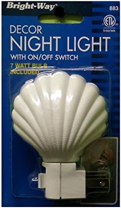 Kabuk Tarzı Dekor Gece Lambası, Beyaz, Açma / Kapama Düğmesi ve 7 Watt Ampul 883