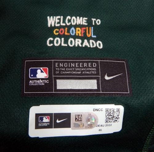2022 Colorado Rockies Ashton Goudeau 60 Oyunu Yayınlandı Yeşil Jersey City Connect 1-Oyun Kullanılmış MLB Formaları