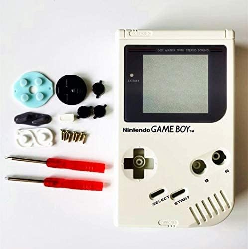 Tam Konut Shell Kapak Kılıf Paketi Düğmeleri ile İletken Pedleri Gameboy Classic GB DMG-01 Onarım Bölümü (Beyaz)