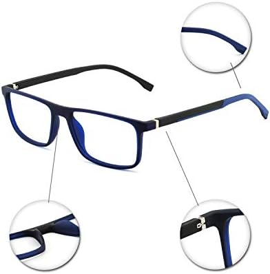 OCCI CHIARI mavi ışık filtresi bilgisayar gözlük mens dikdörtgen gözlük şeffaf optik gözlük çerçevesi ... (C-Mavi+siyah)