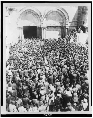 HistoricalFindings Fotoğraf: Kutsal Ateşi Bekleyen Kalabalık, Cennet, Mucize, Paskalya Haftası, Kudüs, c1890