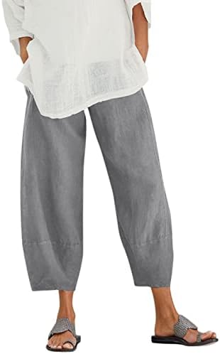 WOCACHİ Harem Sweatpants Kadınlar için, Yüksek Belli Elastik Kırpılmış Pantolon Rahat Yaz Baggy Geniş Bacak Dipleri