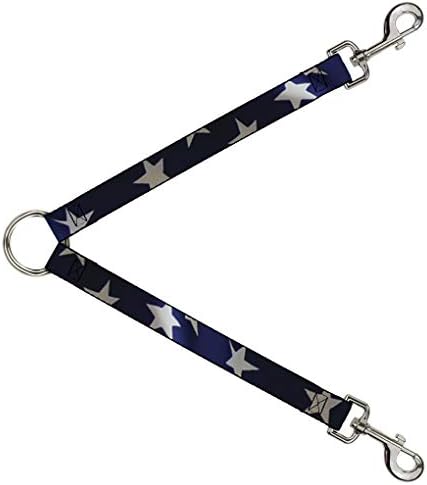 Toka-Aşağı Köpek Tasma Splitter Amerikan Bayrağı Canlı Yıldız Close Up Mavi Beyaz 1 Ayak Uzun 1 İnç Geniş