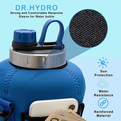 Saman ve Silikon Saplı Yalıtımlı Saklama Kollu DR. HYDRO 3.2 L Galonluk Su Şişesi-BPA İçermeyen Büyük Su Şişesi/Pipetli