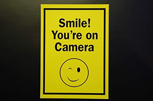 Açık Kapalı 5 X 7 Ev Iş Gülümseme Konum Kamera Sarı Pencere Kapı Mutlu Yüz Uyarı Güvenlik Uyarısı Sticker Çıkartmaları