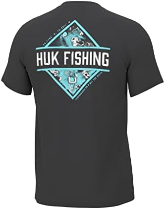 HUK erkek Kısa Kollu Performans Tee, Balıkçılık T-Shirt