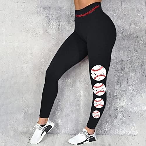 Beyzbol Baskı Tayt Kadınlar için Yüksek Bel Yoga Egzersiz Tayt Ultra Yumuşak Fırçalanmış Elastik Rahat Egzersiz fitness