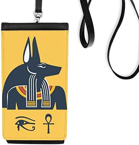 Antik Mısır Dekorasyon Desen Telefon Cüzdan çanta Asılı Cep Kılıfı Siyah Cep