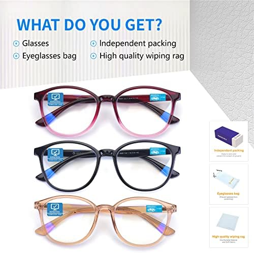 K KENZHOU 3-Pack okuma gözlüğü mavi ışık engelleme Kadın erkek parlama Önleyici filtre hafif gözlük