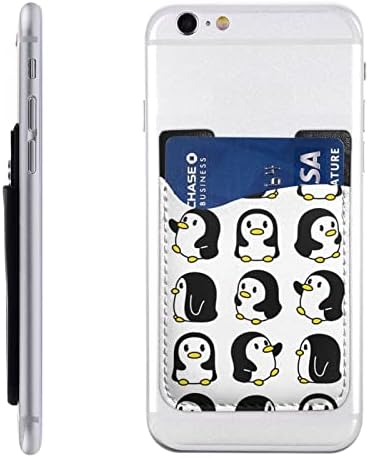 AYUNIX telefon kartı tutucu Penguen Karikatür cep telefonu Kartı Cüzdan Kol PU Deri Yapıştırıcı Çubuk-on KIMLIK kredi