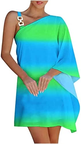 FOVİGUO 50S Elbiseler Kadınlar için, Şık Abiye Kadın Soğuk Omuz Kol Açık Ön Bahar Modern Colorblock