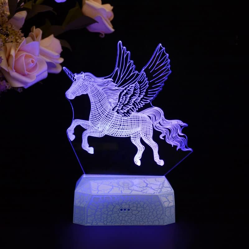 Unicorn Gece Lambası 3D Aydınlatma 16 Renk Değişken Kısılabilir Başucu Lambası, Uzaktan Kumanda Tatil Doğum Günü