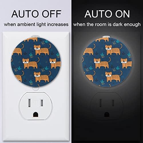 2 Paket Plug-in Gece Lambası LED Gece Lambası Mavi Doodle Kaplan Desen Alacakaranlıktan Şafağa Sensörü Çocuk Odası,