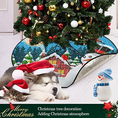 visesunny Noel Ağacı Mat Noel Kardan Adam Santa Kızak Ren Geyiği Ağacı Standı Mat Zemin Koruyucu Emici Ağacı Standı