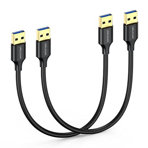 URELEGAN USB'den USB Kablosuna 1 Fit 2'li Paket, USB 3.0 Erkek-Erkek Veri Aktarımı için Altın Kaplama Konektörlü