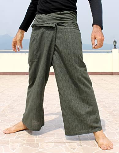 RaanPahMuang Çizgili Tay Balıkçı Pantolon Erkek Kadın Gevşek Yoga Korsan Harem