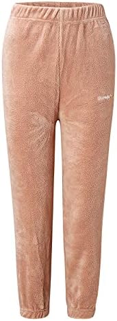 BEUU Bayan Sonbahar Kış Kalın Pijama Dipleri Pantolon Sıcak Mercan Polar Loungewear Ev Pantolon Elastik Manşet Uzun