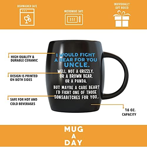 Kupa Bir Gün 16 oz Sizin İçin Mücadele Ayı Amca Komik Kahve Kupa Babalar Günü Hediyesi Amca için Amcalar için en