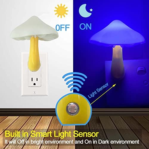 [2 Paket ] UTLK LED Mantar Gece Işığı Lambası Şafak Vakti Sensörü ile, LED Yatak takın Sevimli Mantar Gece Lambası