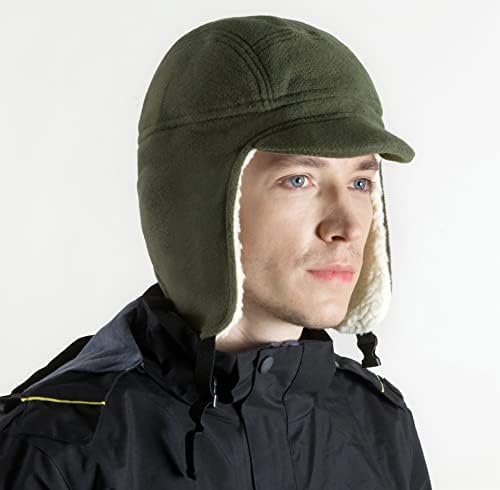 Connectyle erkek Polar Sıcak Kış Şapka ile Visor Rüzgar Geçirmez Kış Kulaklığı Kafatası Kap