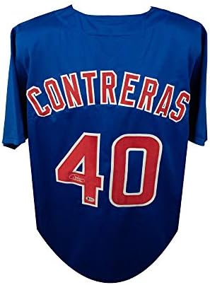 Willson Contreras İmzalı Chicago Cubs Özel Mavi Beyzbol Forması-BAS COA