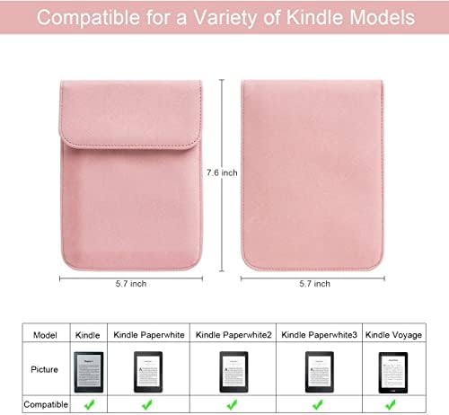 6 inç Kindle Paperwhite için, Kapak Kılıfı Kol Çantası (5./6./7.) (Model EY21 ve DP75SDI) - Kırmızı El Kayışı Dahil-Pembe