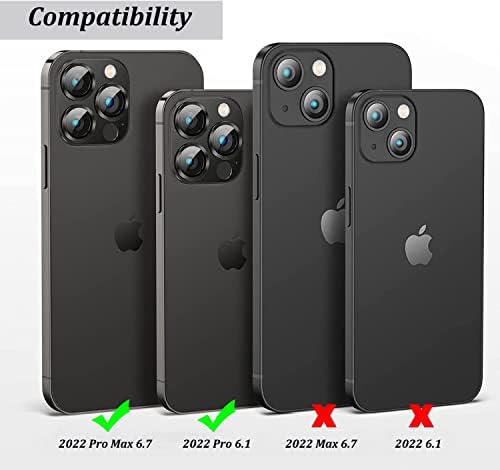 POROLIR iPhone 14 Pro ve iPhone 14 Pro Max için Uyumlu Kamera Lens Koruyucu 3D Metal Artı 9H Temperli Cam Kamera