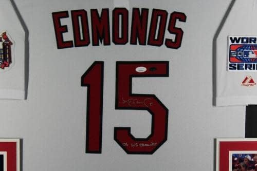 Jim Edmonds İmzalı Kardinaller 2006 Dünya Serisi Majestic Çerçeveli Jersey JSA İmzalı MLB Formaları