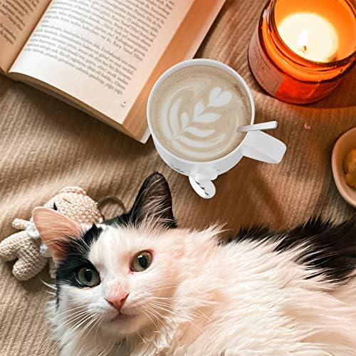 IKENO Kedi Kahve kapaklı kupa ve Kaşık, 12 oz Sevimli Kabartmalı Kedi Kuyruğu Kroki Kahve Kupa, Hediye Kedi Sevgilisi