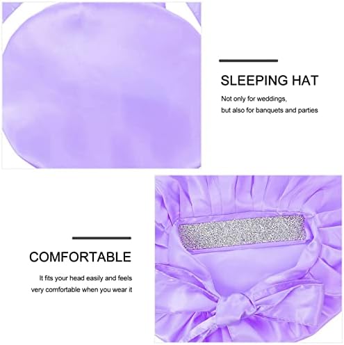 EXCEART Saten Uyku Kap Elastik Geniş Bant Şapka Gece Uyku golf sopası kılıfı Saç Saten Kaput Uyku duş boneleri 1
