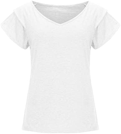 Bayanlar Kısa Kollu Bluz %2023 Pamuk V Boyun Grafik Gevşek Fit Casual Düz Bluz Tshirt Genç Kızlar için TW