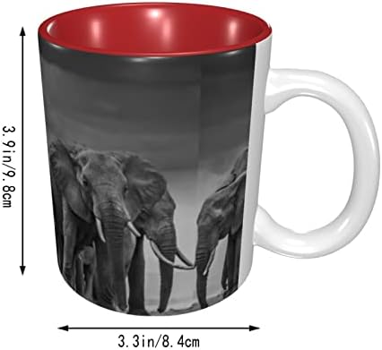 Afrika Fil Kahve Kupalar 11 OZ Seramik Kupa Ofis ve Ev için Su Çay Kupa Bardak içinde Kırmızı
