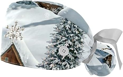 Kış kardan adam Noel çalışma kap düğmeleri ile uzun saç elastik şerit kravat geri şapka kadınlar için