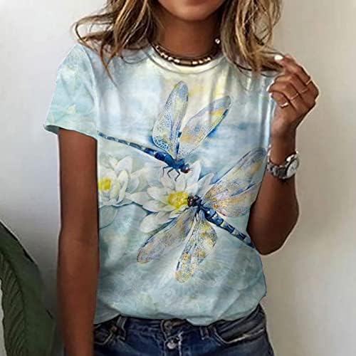 Kadın T Shirt Sonbahar Yaz 2023 Giyim Kısa Kollu Pamuklu Crewneck Grafik Gevşek Fit Rahat Üst Gömlek Kızlar için