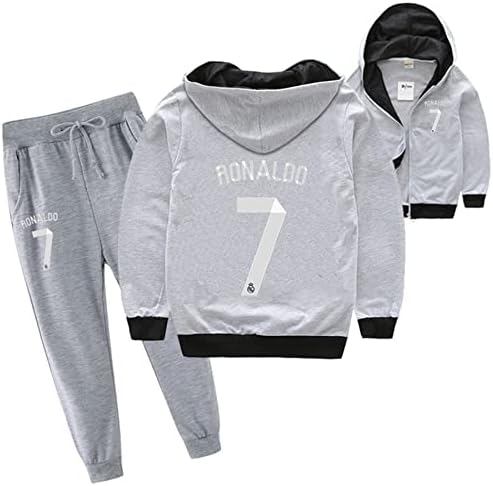Leeorz Erkek Rahat Kapüşonlu Sweatshirt Cristiano Ronaldo fermuarlı kapüşonlu kıyafet ve Sweatpants Seti 2 Parça