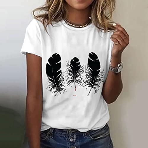 Kanıem Moda Kadınlar için Üstleri Kadın Rahat Moda Baskı T Shirt Kısa Kollu Gömlek Gevşek Bluz Kadınlar için T Shirt