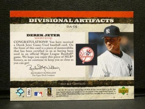 2007 Üst Güverte MLB Eserler Altın Derek Jeter Oyun Yıpranmış Forması Yama DA-DJ-MLB Oyun Kullanılan Formalar