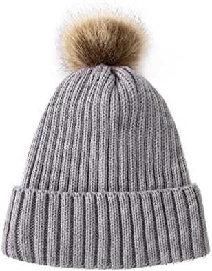 Embouro Örgü ponponlu bere Eşarp Eldiven Seti Kadınlar için, Kış Boyun İsıtıcı Ayrılabilir Ponpon Şapka ve dokunmatik