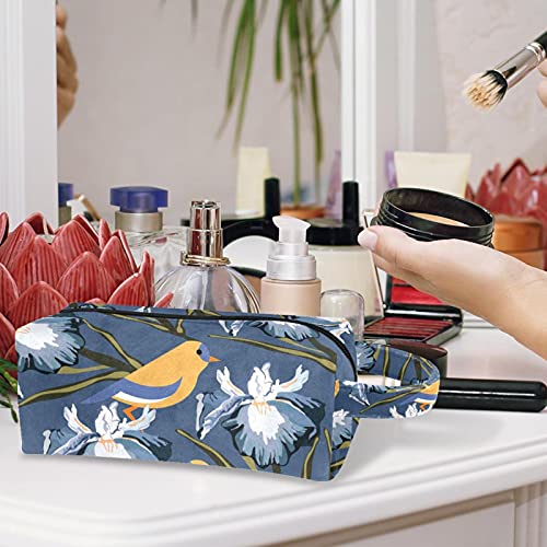 Makyaj Çantası Seyahat Kozmetik Çantası Kuş Desen Çin Tarzı makyaj çantası organizatör fermuarlı kese ve Kolu